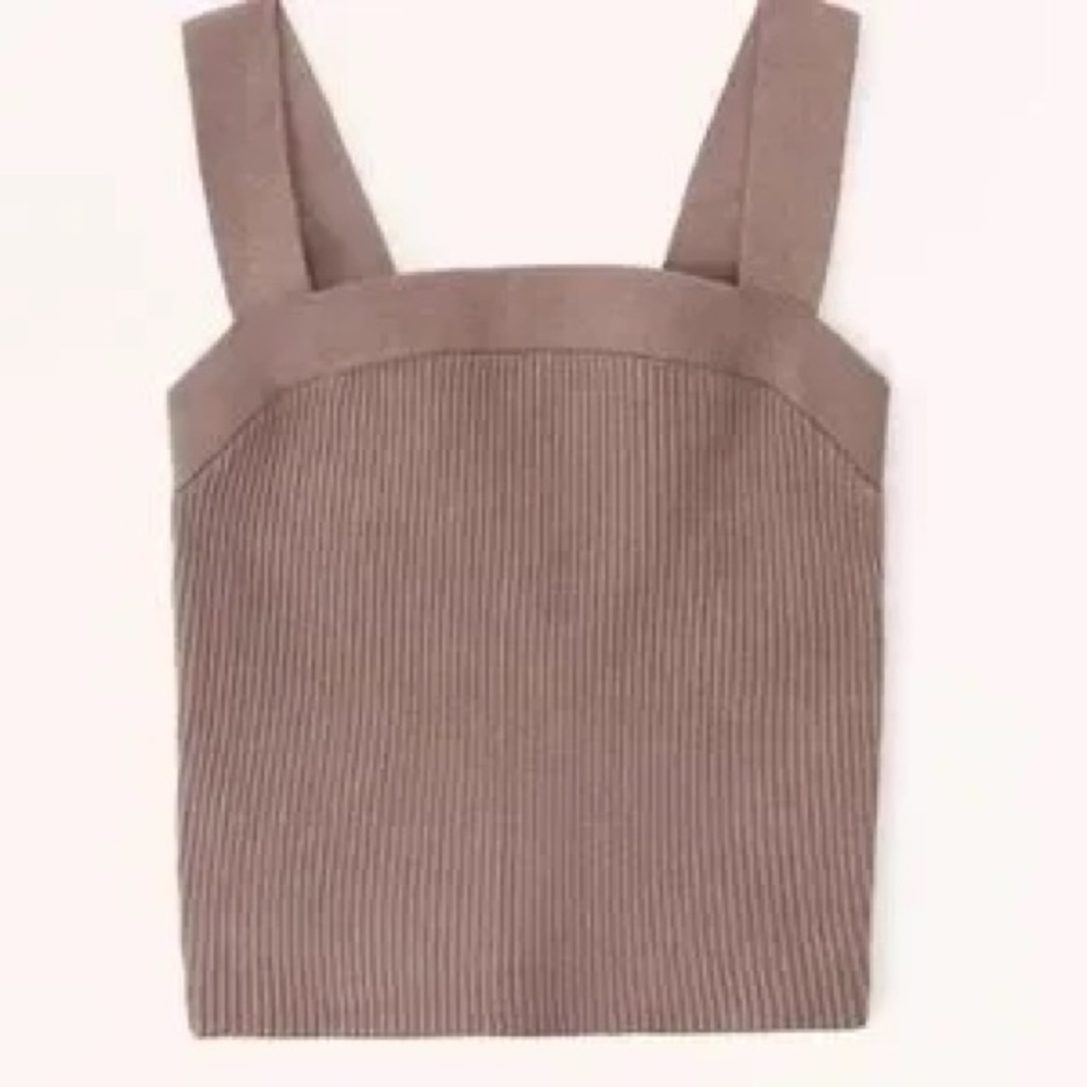 A&F Ottoman Knit Tank Top Taupe
